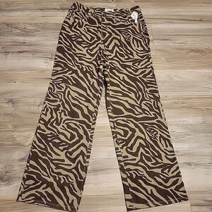 NEW RSQ Jeans Womens 32 Brown Zebra Hi Rise Baggy Loose Denim‎
